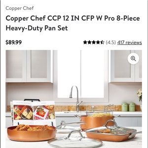 8 pc Copper Chef Pro pot & pan set